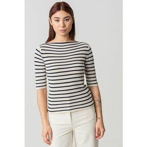 Bluza striata cu decolteu barcuta imagine