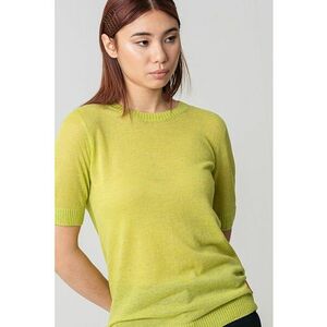 Tricou din amestec de lyocell si lana cu mansete striate imagine