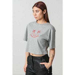 Tricou crop cu imprimeu text Babele imagine