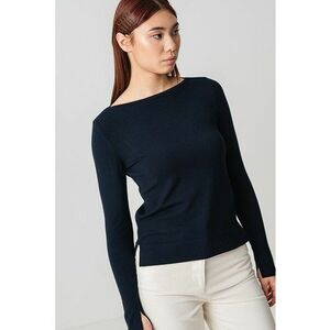 Bluza slim fit cu decolteu barcuta imagine