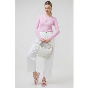 Pulover slim fit cu decolteu in V si aspect striat Imola imagine