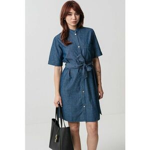 Rochie scurta din denim cu cordon in talie imagine