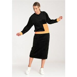 Trening din velur dama M1036 - cu fusta - elegant - negru - poliester/elastan imagine