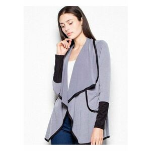 Cardigan dama - elegant - gri - cu guler captusit - poliester imagine
