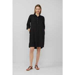 Rochie-camasa din amestec de in cu buzunare laterale imagine