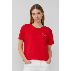 Tricou de bumbac cu decolteu la baza gatului imagine