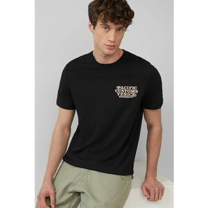 Tricou cu decolteu la baza gatului si imprimeu text imagine