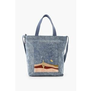 Geanta tote mica din denim cu buzunar frontal imagine