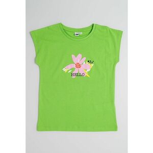 Tricou cu decolteu la baza gatului si model floral imagine
