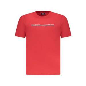 Tricou barbati cu imprimeu cu logo si decolteu la baza gatului imagine
