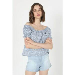 Camasa Cu Maneca Scurta De Dama Albastru Regular Fit imagine