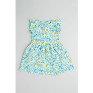 Rochie cu croiala in A - model floral si maneci cu volane imagine