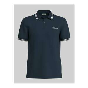 Tricou polo barbati cu logo si detalii contraste - Bleumarin inchis - imagine