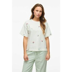 Tricou cu decolteu rotund si flori brodate imagine