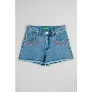 Pantaloni scurti din denim cu flori brodate imagine