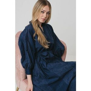Rochie din amestec de matase cu maneci bufante imagine