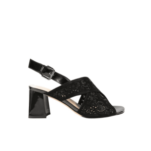 Sandale elegante - dama - K360056C negru - piele intoarsa - cu toc imagine