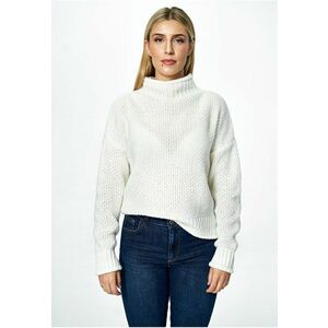 Pulover dama oversize guler inalt - ecru - material calduros - design modern - imagine