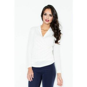 Pulover dama - plic - ecru - material tricotat - maneci lungi - imagine