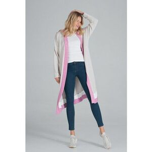 Cardigan lung tricotaj moale - maneci lungi - multicolor - poliester - elastan - nailon imagine