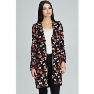 Jacheta lunga florala - neagra - poliester 100% - imagine