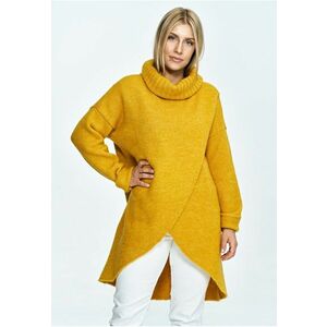 Pulover supradimensionat - guler inalt - design tip plic - tricotat cu lana - imagine