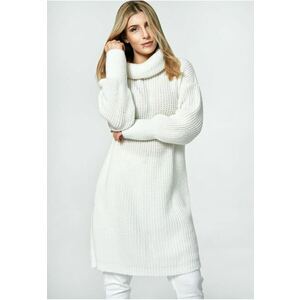 Pulover lung oversize ecru - pentru femei - imagine