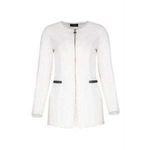 Sacou dama M409 - lung - ecru-negru - poliester - versatil imagine
