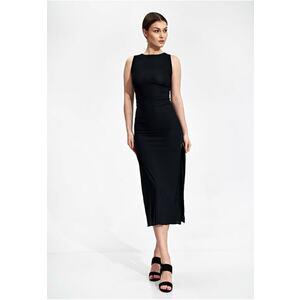 Rochie maxi neagra - fara maneci - poliester - elastan imagine