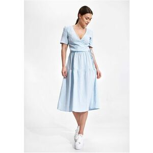 Rochie midi M872 - bumbac 100% - albastru deschis - croiala confortabila imagine