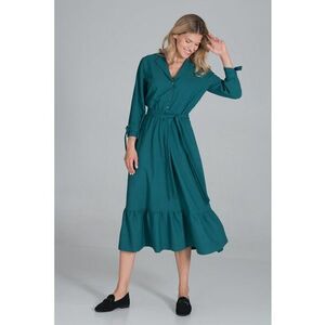 Rochie camasa verde - cu centura - poliester - imagine