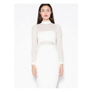 Rochie de seara - alb - eleganta - maneci transparente imagine