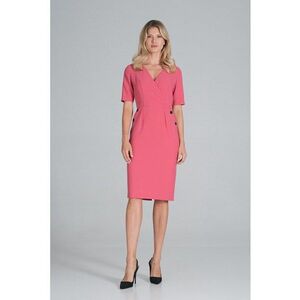 Rochie creion maneca scurta - coral - poliester imagine