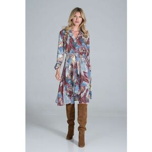 Rochie M838 - midi - cu imprimeu floral - viscoza - multicolor imagine