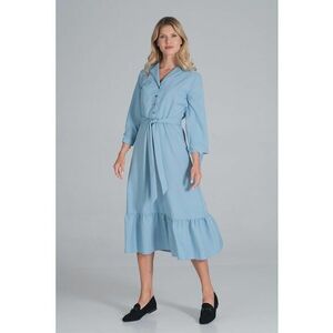 Rochie camasa albastru deschis - cu centura - poliester - imagine