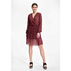 Rochie M859 - cu maneci lungi - poliester - multicolor imagine