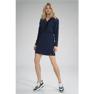 Rochie M753 - bleumarin - bumbac - maneca lunga - imagine