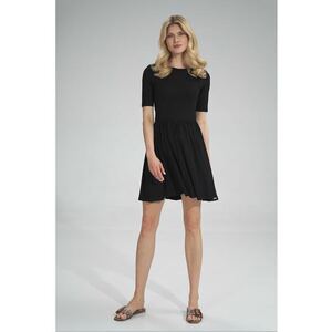 Rochie de vara model M751 - neagra - maneca scurta - viscoza - imagine
