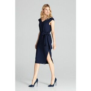 Rochie eleganta - bleumarin - cu fundita - poliester imagine
