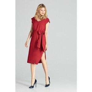 Rochie eleganta - visiniu - cu fundita - poliester imagine