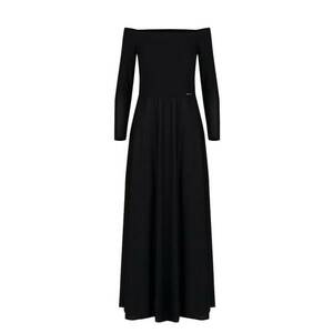 Rochie maxi model M707 - neagra - cu umeri goi si maneci lungi - poliester imagine
