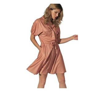 Rochie mini portocalie - guler - maneci elastice - buzunare - material elastic - viscoza imagine