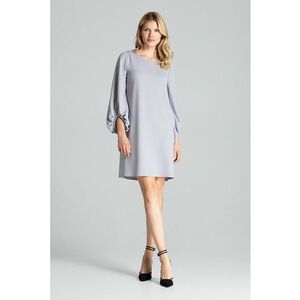 Rochie M693 - gri - maneci bufante - poliester-elastan imagine