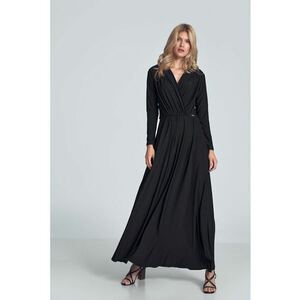 Rochie maxi neagra model M705 - maneci lungi - negru - poliester imagine