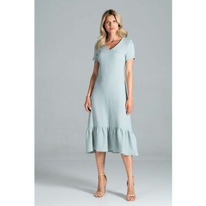 Rochie midi M827 - menta - bumbac 100% - cu volane - maneci scurte imagine