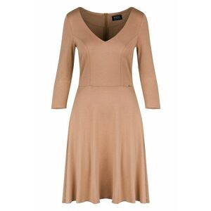 Rochie eleganta - bej - decolteu in V - maneci 3/4 - viscoza imagine