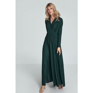 Rochie maxi verde - eleganta - maneci lungi - poliester - imagine