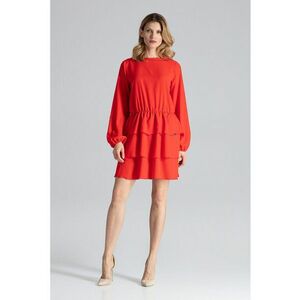 Rochie rosie - eleganta - cu volane - poliester imagine