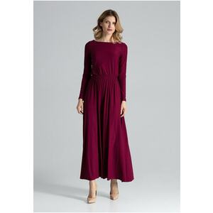 Rochie maxi burgundy - maneci lungi - poliester imagine