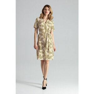 Rochie midi M669 - maneci scurte - decolteu in V - multicolor - poliester imagine